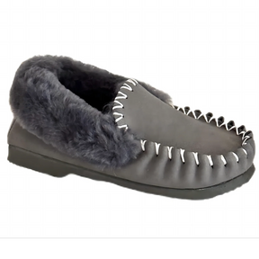 100% Australian Merino Sheepskin Grey Moccasins (Casual Winter UGG Slippers)