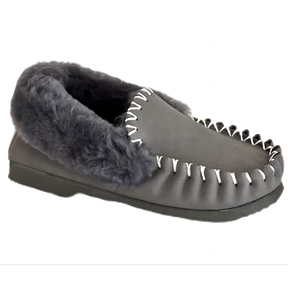 100% Australian Merino Sheepskin Moccasins Slippers Winter Casual Genuine Slip On UGG - Grey