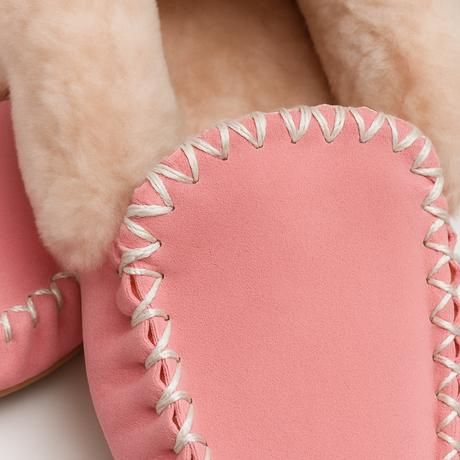100% Australian Merino Sheepskin Hot Pink Moccasins (Casual Winter UGG Slippers)