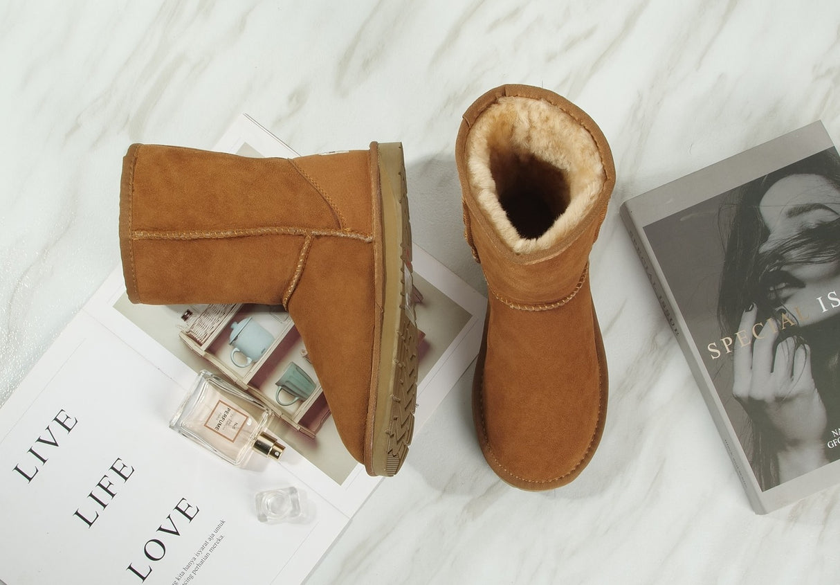 100% Australian Sheepskin UGG 3/4 Boots Moccasins Slippers Shoes Classic - Chestnut