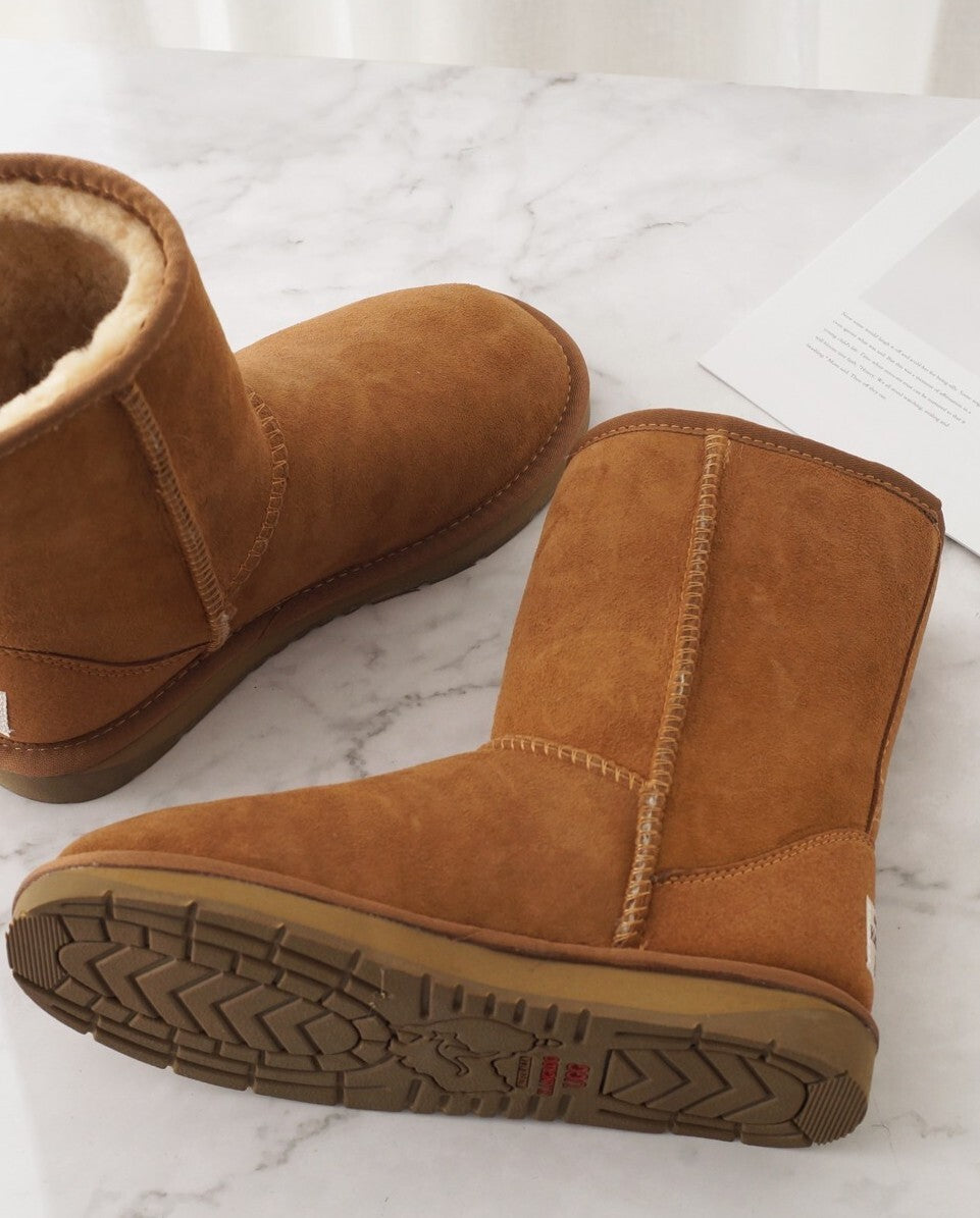 100% Australian Sheepskin UGG 3/4 Boots Moccasins Slippers Shoes Classic - Chestnut
