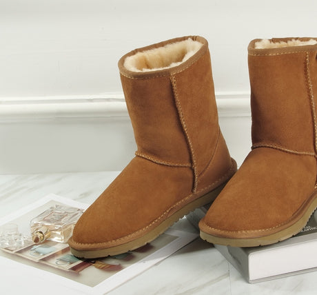 100% Australian Sheepskin UGG 3/4 Boots Moccasins Slippers Shoes Classic - Chestnut