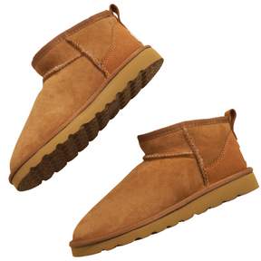 Womens Australian Sheepskin Merino Wool UGG Mini Ankle Boots - Chestnut