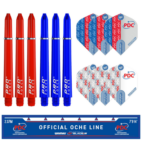 Winmau PDS Set Blade 6 Dart Board + Blue Dartboard Surround + Darts + Oche line