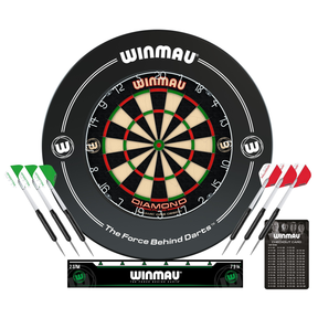 Winmau Diamond Plus All In One Dart Board Set + Surround + Darts + Oche Line