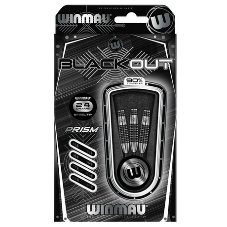 Winmau Blackout 90% Tungsten Steel Tip Darts in Bomb Barrel 24 Grams