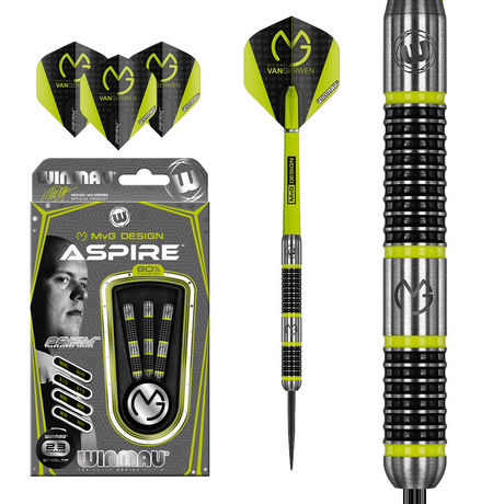 Winmau MVG Aspire Steel Tip Darts 80% Tungsten 21g Michael Van Gerwen 