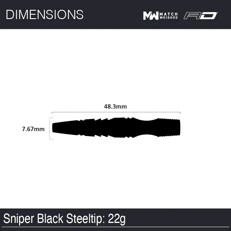 Winmau 90% Tungsten Sniper Black Steel Tip Darts 22g Natural Finish Match Weighted