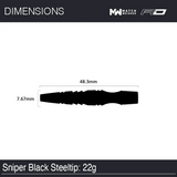 Winmau 90% Tungsten Sniper Black Steel Tip Darts 22g Natural Finish Match Weighted