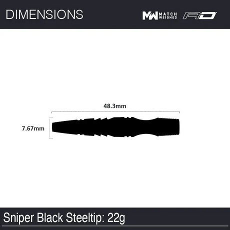 Winmau 90% Tungsten Sniper Black Steel Tip Darts 22g Natural Finish Match Weighted