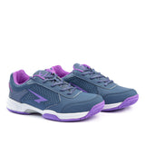 Sfida Defend Girls Netball Shoes - Steel/Purple (Kids Court Trainers)