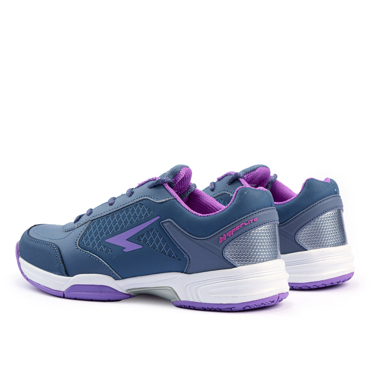 Sfida Defend Girls Netball Shoes - Steel/Purple (Kids Court Trainers)