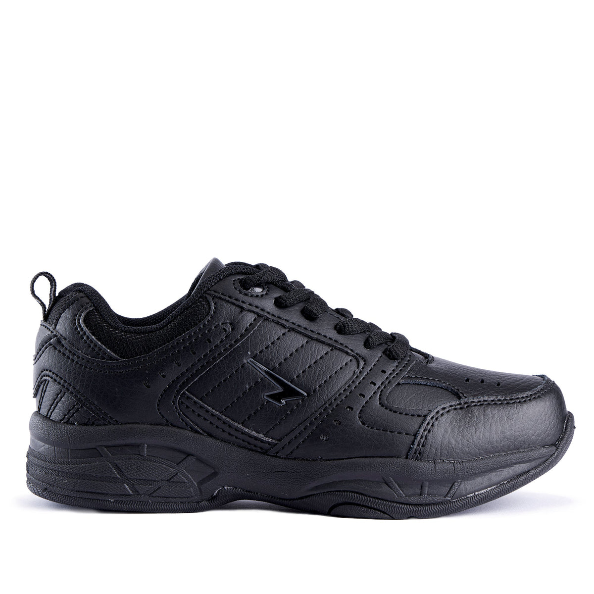 Sfida Defy Junior Kids Leather Lace Up Sneakers - Black (Cross Trainer Shoes)