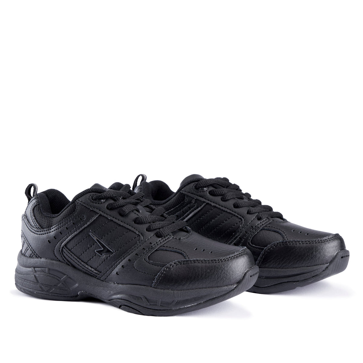Sfida Defy Junior Kids Leather Lace Up Sneakers - Black (Cross Trainer Shoes)