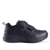 Sfida Defy Junior Kids Leather V Strap Sneakers - Black (Cross Trainer Shoes) - BLACK