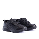 Sfida Defy Junior Kids Leather V Strap Sneakers - Black (Cross Trainer Shoes)