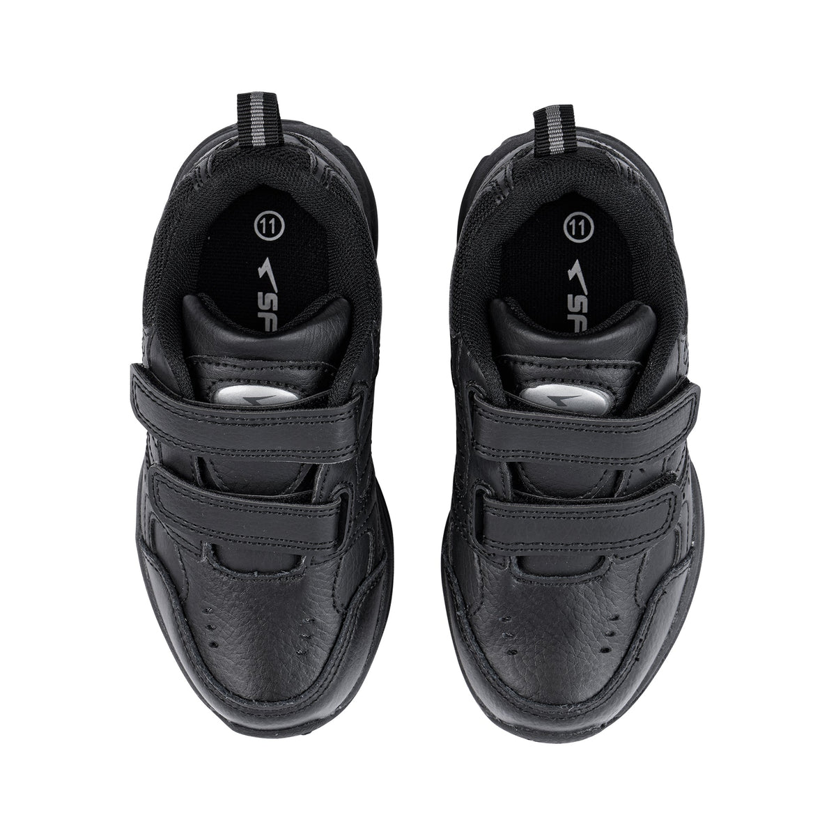 Sfida Defy Junior Kids Leather V Strap Sneakers - Black (Cross Trainer Shoes)