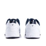 Sfida Defy Junior Kids Leather V Strap Sneakers - White/Navy (Cross Trainer Shoes)