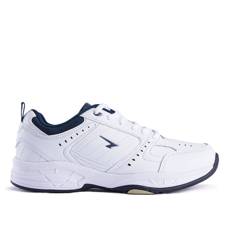Sfida Defy Senior Leather Lace Up Sneakers - White/Navy (Cross Trainer Shoes) - WHITE/NAVY