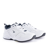 Sfida Defy Senior Leather Lace Up Sneakers - White/Navy (Cross Trainer Shoes)