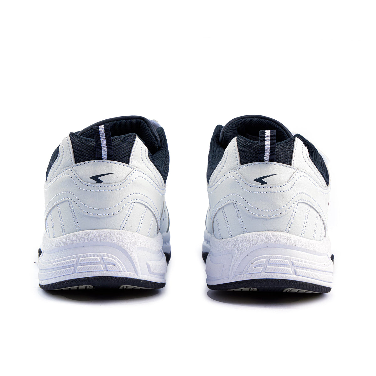 Sfida Defy Senior Leather V Strap Sneakers - White/Navy (Cross Trainer Shoes)