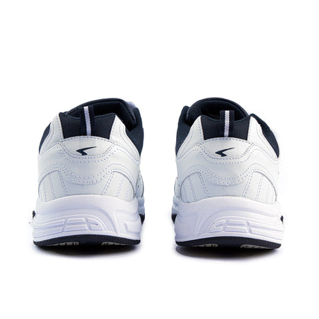 Sfida Defy Senior Leather V Strap Sneakers - White/Navy (Cross Trainer Shoes)