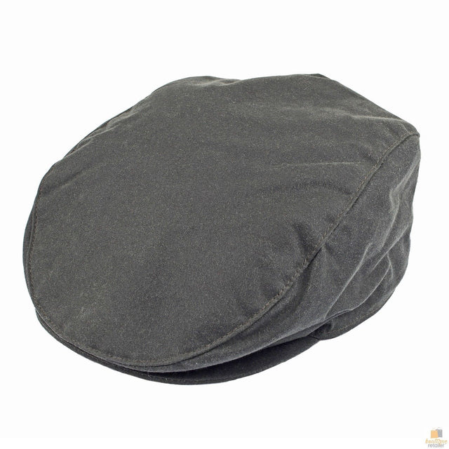 Dents Mens Halley Stevenson Waxed Cotton Flat Cap - Sage (Lined Ivy Driving/Cabbie Hat)