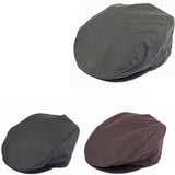 DENTS Halley Stevenson Waxed Cotton Flat Cap Ivy Hat Driving Cabbie 1-2109 Lined - Black
