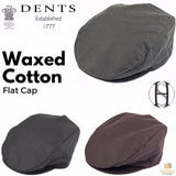 DENTS Halley Stevenson Waxed Cotton Flat Cap Ivy Hat Driving Cabbie 1-2109 Lined - Black