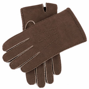 Dents Mens York Lambskin Leather Gloves - Mahogany (Fleecy Lining & Hand Sewn)