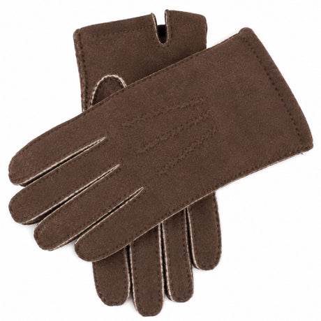 Dents Mens York Lambskin Leather Gloves - Mahogany (Fleecy Lining & Hand Sewn)