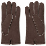 Dents Mens York Lambskin Leather Gloves - Mahogany (Fleecy Lining & Hand Sewn)