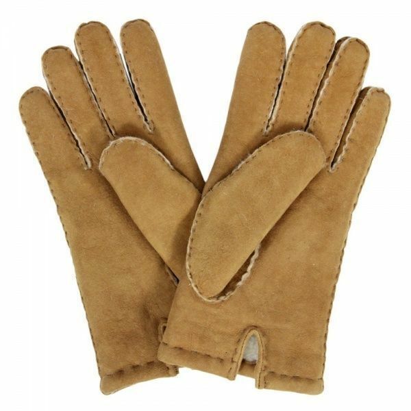 Dents Mens Hand Sewn Real Lambskin Gloves Warm Winter Fleecy Lining 5-1553 York - Mahogany