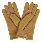 Dents Mens Hand Sewn Real Lambskin Gloves Warm Winter Fleecy Lining 5-1553 York - Mahogany