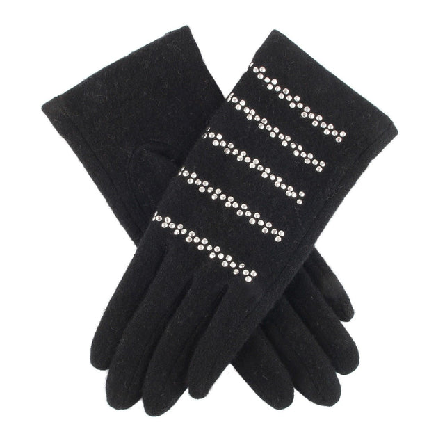 DENTS Ladies Womens Wool Blend Knit Gloves Winter Warm - Black