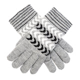 Dents Womens Fleece Lined Winter Chevron Ski Gloves - Grey/Dove/Black
