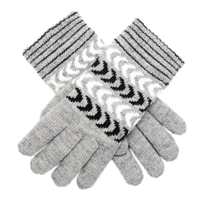 Dents Womens Fleece Lined Winter Chevron Ski Gloves - Grey/Dove/Black