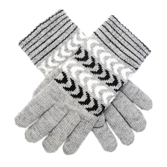 Dents Womens Fleece Lined Winter Chevron Ski Gloves - Grey/Dove/Black