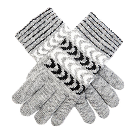 Dents Womens Fleece Lined Winter Chevron Ski Gloves - Grey/Dove/Black