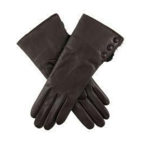 DENTS Sophie Womens Leather Gloves w Rabbit Fur Cuffs Wool Lined Ladies  - Mocca