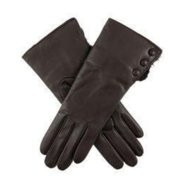 DENTS Sophie Womens Leather Gloves w Rabbit Fur Cuffs Wool Lined Ladies  - Mocca
