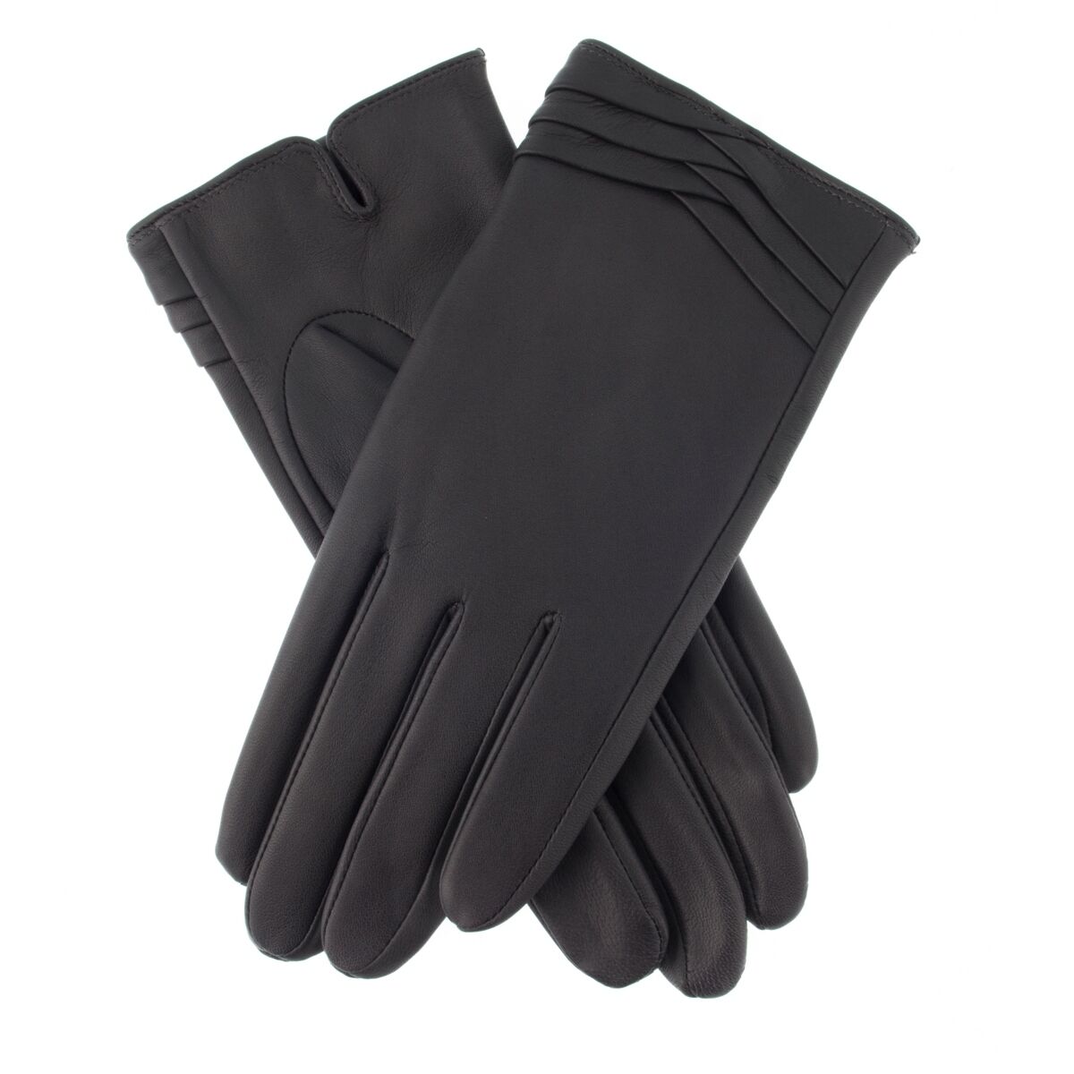 Dents Katrina Womens Soft Leather Gloves - Charcoal (Folded Cuff Detail)