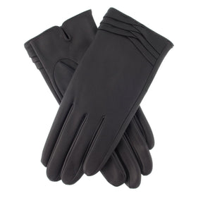 Dents Katrina Womens Soft Leather Gloves - Charcoal (Folded Cuff Detail)