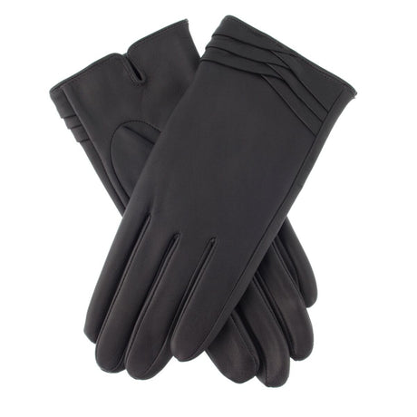 Dents Katrina Womens Soft Leather Gloves - Charcoal (Folded Cuff Detail)