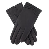 Dents Katrina Womens Soft Leather Gloves - Charcoal (Folded Cuff Detail)