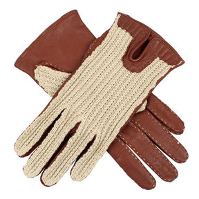 Dents Lesley Womens Crochet Back Driving Gloves - Cognac