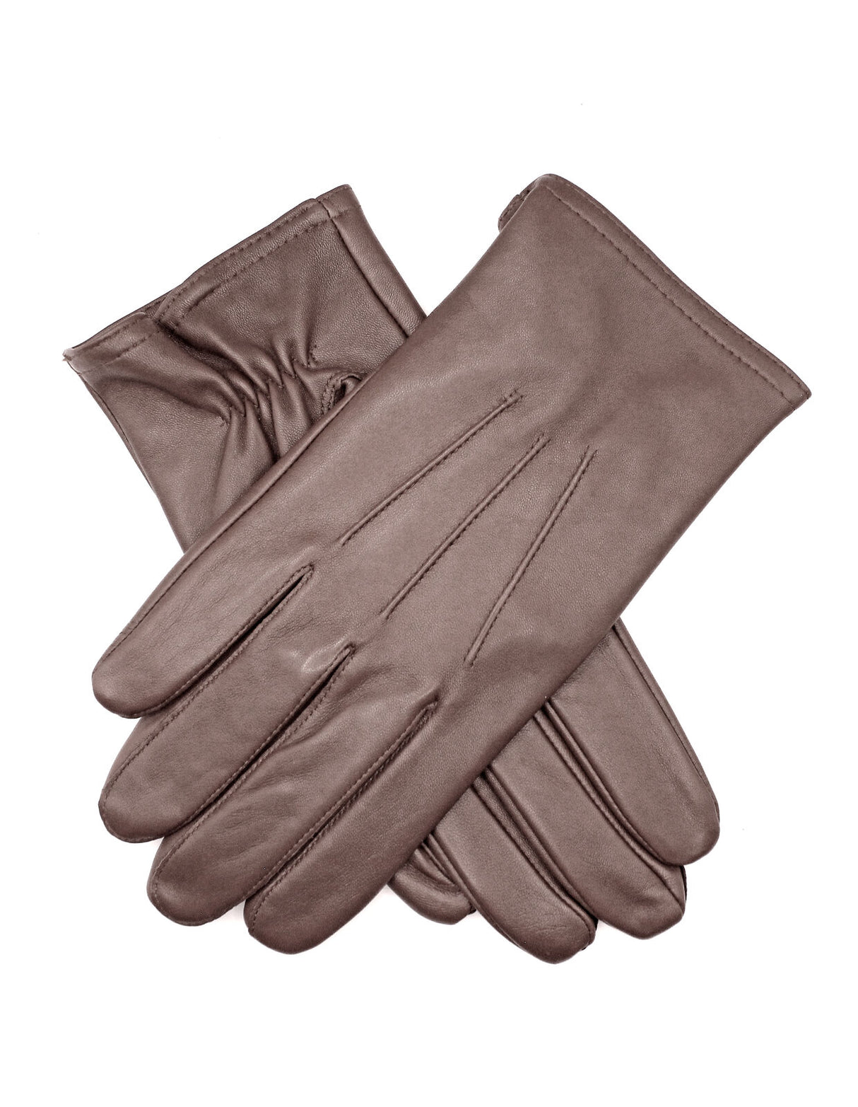 Dents Mens Genuine Full Grain Leather Brown Gloves - 3 Point Stitch & Warm Fleece Lined