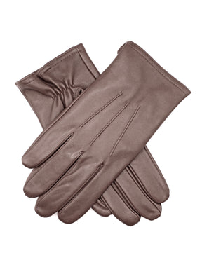 Dents Mens Genuine Full Grain Leather Brown Gloves - 3 Point Stitch & Warm Fleece Lined