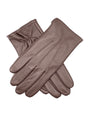 Dents Mens Genuine Full Grain Leather Brown Gloves - 3 Point Stitch & Warm Fleece Lined