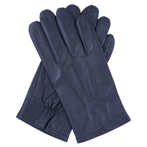 Dents Mens Genuine Full Grain Leather Gloves - Navy - Large (3 Point Stitch Fleece Lined)